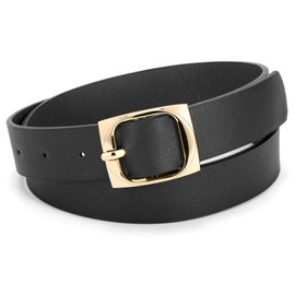 XZQTIVE Women's Leather Belts for Jeans Dress Pants Black Brown Belts for Women Ladies Waist Belts with Gold Buckle
