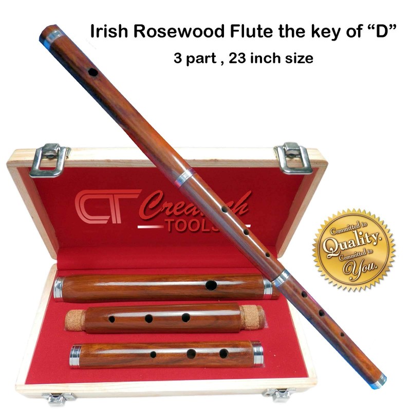 Traditional Irish Wooden "D" Flute with Hard Wood Case -