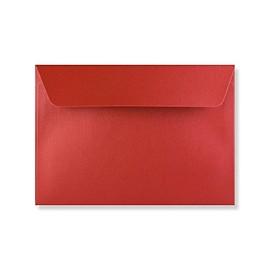 C6 Coloured Envelopes for A6 Greeting Cards Wedding Invitations & Crafts (114x162mm) Pack of 50 (Pearl Red Peel & Seal)