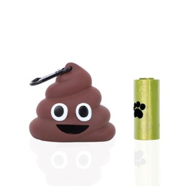 1Pack Poop Bag Dispenser Emoji, Dog accessories, Dispenser for Pet waste Bags Includes 1 Roll 15 dog poop bags and Holder for Leash or pet collar, pet supplies, dog stuff and dog gifts in a funny way.