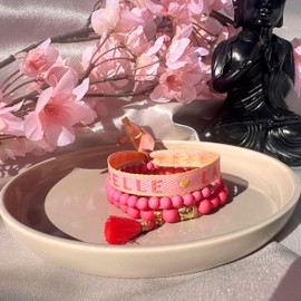 Perela - Handmade Armbänder Set für Damen - Boho Buddha Kopf Armband - Festival Schmuck - Glücksbringer Geschenk für Frauen