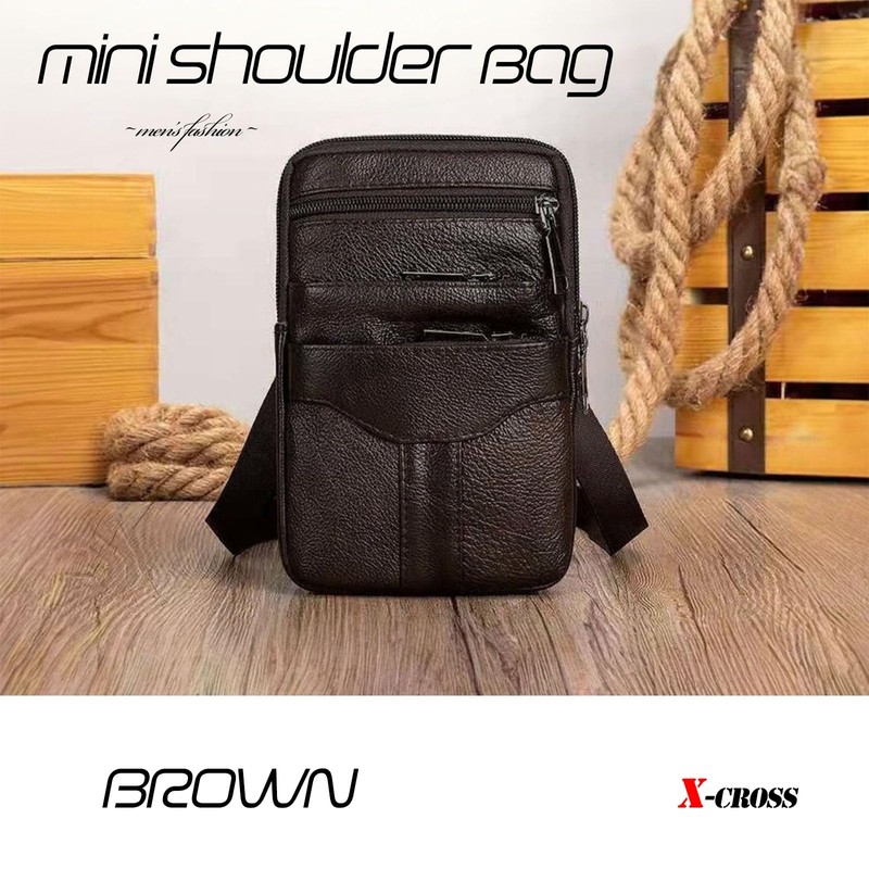 X-cross Cross Cross Smartphone Pouch, Shoulder Bag, Men's, Outdoors, Leather,