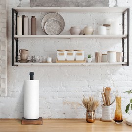 HouseAid Industrial Pipe Paper Towel Holder Stand, Free-Standing Farmhouse Kitchen Towel Holder, Rustic Paper Towel Rack for Countertop, Matte Black