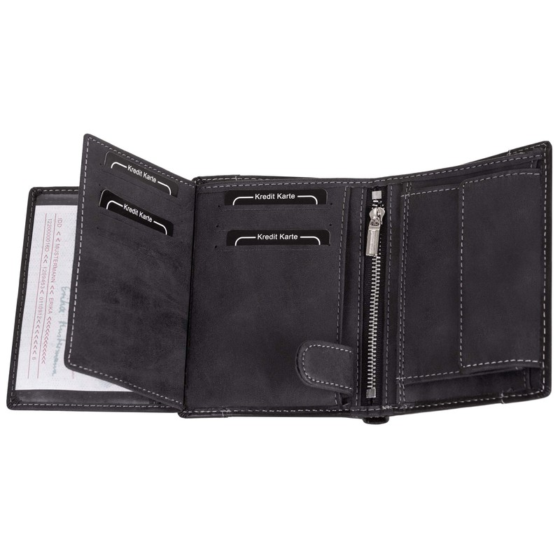 Compagno Foldable Wallet Men's Wallet Women's Portrait Format, charcoal, Classic