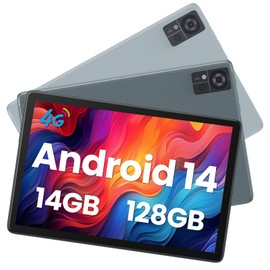 Qukenk 2025 Latest Android 14 Tablet 4G Cellular, 5G WiFi Tablet 14GB RAM(8GB+6GB)+128GB ROM+1TB Expandable, Tableta 10.1 Inch Incell Screen, 2 in 1 Tablets Octa-Core 7000mAh, Bluetooth/GPS/13MP+8MP