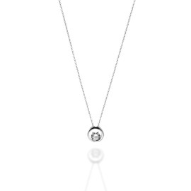 QUADRI - Women's Necklace 925 Silver - Rhodium-Plated or 1 Micron Gold-Plated Chain with Zircon Pendant for Women and Girls Length 41 cm with Extension by 5 cm - Certificate Made in Italy, Silver,