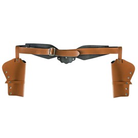 Boland 54382 - Fondina doppia per pistola sceriffo, lunghezza 125 cm, marrone-argento, cintura da cowboy, wild west, costume, carnevale, festa a tema