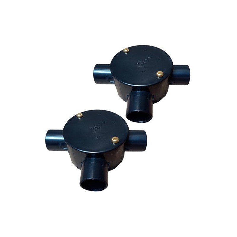 Black 20mm PVC Conduit Tee Box 3 Way Terminal Box