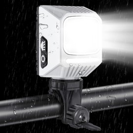 Quellindra Bike Lights for Night Riding: 1200LM LED USB-C Rechargeable IPX65 Waterproof Bicycle Headlight for Mountain Road Cycling (White)