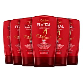 L'Oréal Paris Elvital Colour Protection Hair Treatment without Rinse, for Coloured or Highlighted Hair, No Parabens, Colour Shine Intensive Building Treatment, 6 x 125 ml
