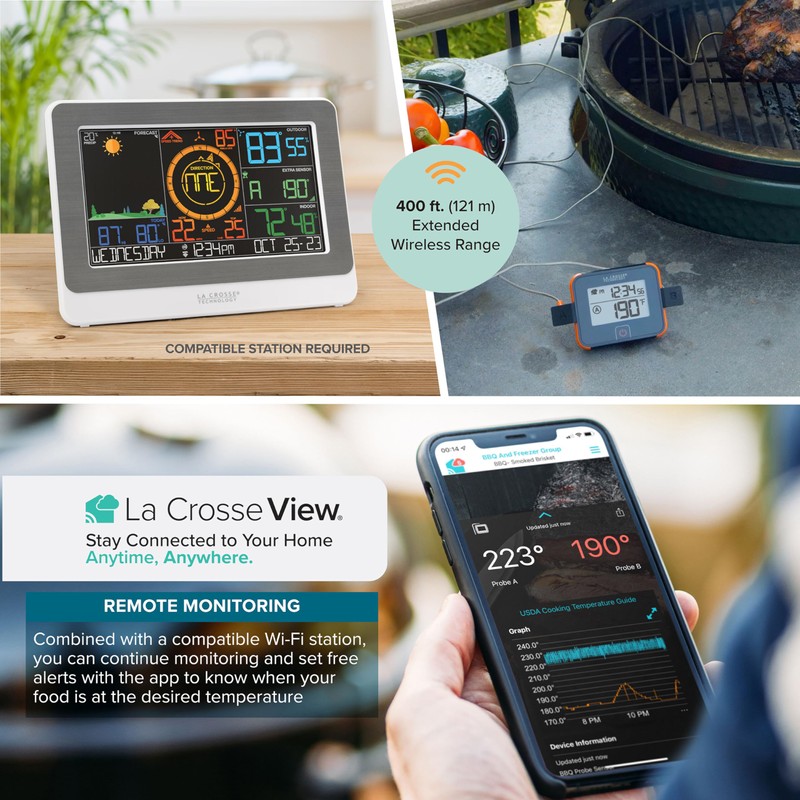 La Crosse Technology LTV-BBQ1-INT Wireless Barbecue Thermometer with 2 Probes