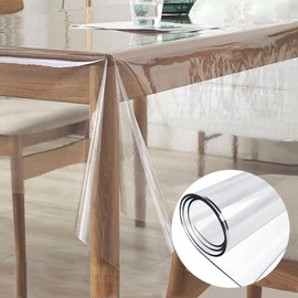 Jisrcha Transparent Tablecloth, 1 Piece Table Protection Film, Table Film, Transparent, Waterproof and Washable, Made of PVC, Tablecloth Film, Transparent for Kitchen, Home, Picnic, Outdoor (180 x 140