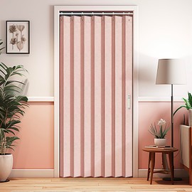 Vatge Doorway Curtains Accordion Pink Curtains for Girls' Room Door, Closet Doors Curtain, 80 Inch Long Privacy Curtains for Room Divider and Open Closet, 1 Panel with Tieback, W39 x L78, Pink
