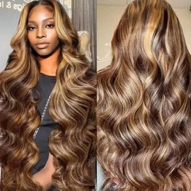 ARIETIS Glueless Body Wave HD Lace Frontal Wigs for Black Women 13x4 Lace Front Wigs Human Hair 200 Density 12A Ombre Highlight P4/27 Honey Blonde Pre Plucked Bleach Knots With Baby Hair 30 Inch