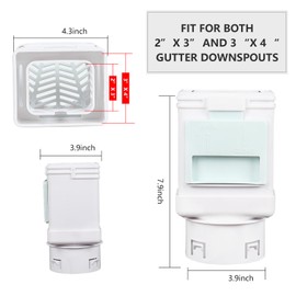 Downspout Leaf Filter,Leaf Removers,Downspout Filters, Downspout Screen Filters, Fits 2X3 and 3X4 drainpipe, (2-pack white)