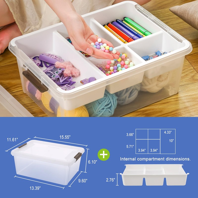 MACOPRO 17 QT Plastic Storage Box with Removable Tray Craft