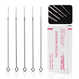 ATOMUS 50pcs Mixed Tattoo Needles 1RL 3RL 5RL 7RL 9RL Disposable Assorted Sterilized Professional Round Liner Tattoo Needles (Mixed)