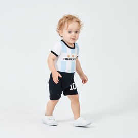 Boys Infant Soccer Jerseys #10 Argentina Soccer Baby Onesie Romper for Girls Toddler Soccer Uniforms (ATR-Ca,6-12M)