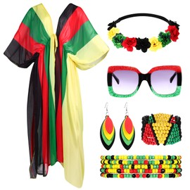 Hercicy 6 Pack Jamaica Swimsuit for Women Rasta Outfits African Accessories Bikini Cover Up Jewelry for Summer(Medium-XLarge)