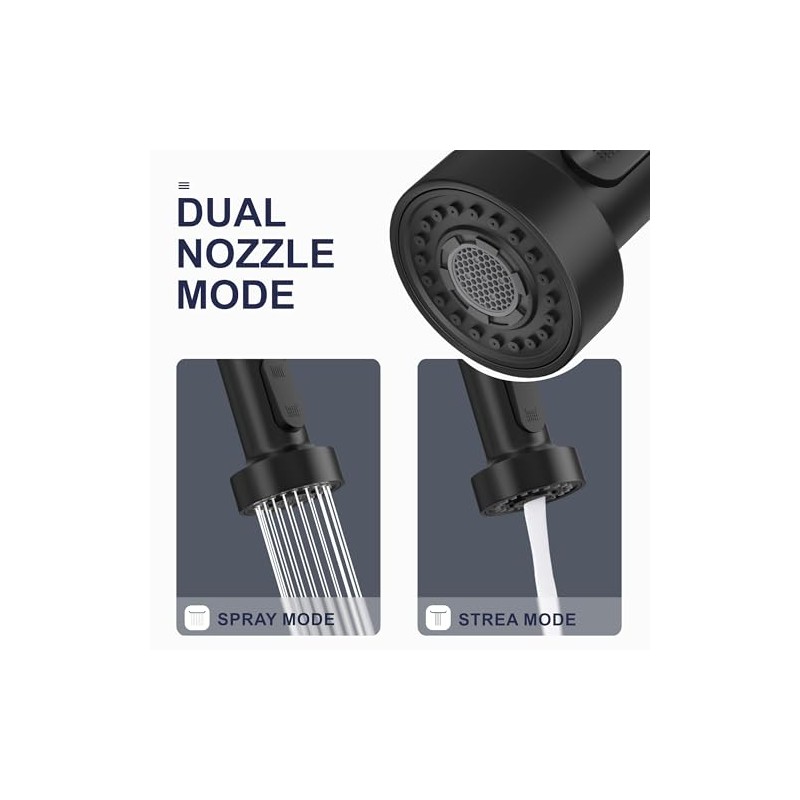 Black Kitchen Faucet with Pull Down Sprayer, High Arc Spring