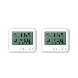 Digital Thermometer, Stylish, Hygrometer, High Precision, Thermo-Hygrometer, Clock, Accurate, Outdoor, Indoor, Wall Mounted, Tabletop, Children, Alarm, Calendar, Set of 2