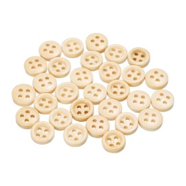 sourcing map 30pcs 16L Wooden Sewing Button 3/8"(10mm) 4 Holes Wood Round Craft Replacement Buttons for Clothing DIY Crafts Decoration, Natural Wood