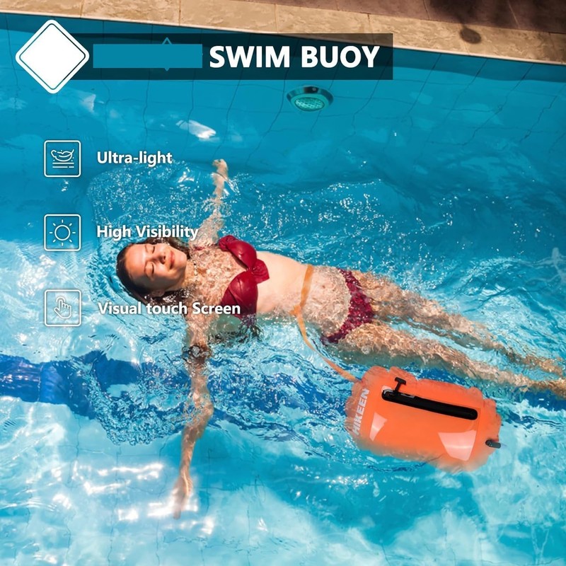 Hikeen Swim Buoy Pull Buoy, Waterproof, Visible Storage Space, Adjustable