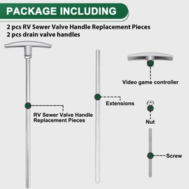 2 Pack RV Waste Valve Extension, RV Sewer Gate Valve Aluminum Tube Extension, RV dump valve extension, RV Waste Valve Handle Replacement, Tube 9" TX9HPB Compatible with Valterra Camco Most Model