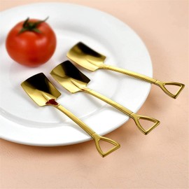 Stainless Steel Coffee Latte Spoon, Teaspoon, Ice Cream Spoon, Dessert Spoon, Scoop Shaped Mixing Spoon Cutlery Set (6 Pieces)