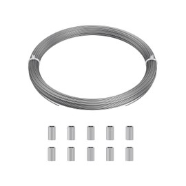 Uniclife Picture Hanging Wire, 100 Feet 1/32" Picture Wire with Crimping Sleeves, Stainless Steel Rope for up to 110 lbs, Trellis Line Cable for Photo Frames and String Lights