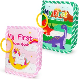 2PCS Baby Soft Cloth Album,Baby‘s My First Photo Book for Newborn,Holds 4x6 Pictures for Babies Toddler & Kids,Perfect Gifts for Baby Shower