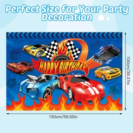 Hot Whee-l Backdrop, Photography Backdrop Birthday Decorations Photo Background, Happy Birthday Banner Party Supplies for Girl Kids 5x3FT