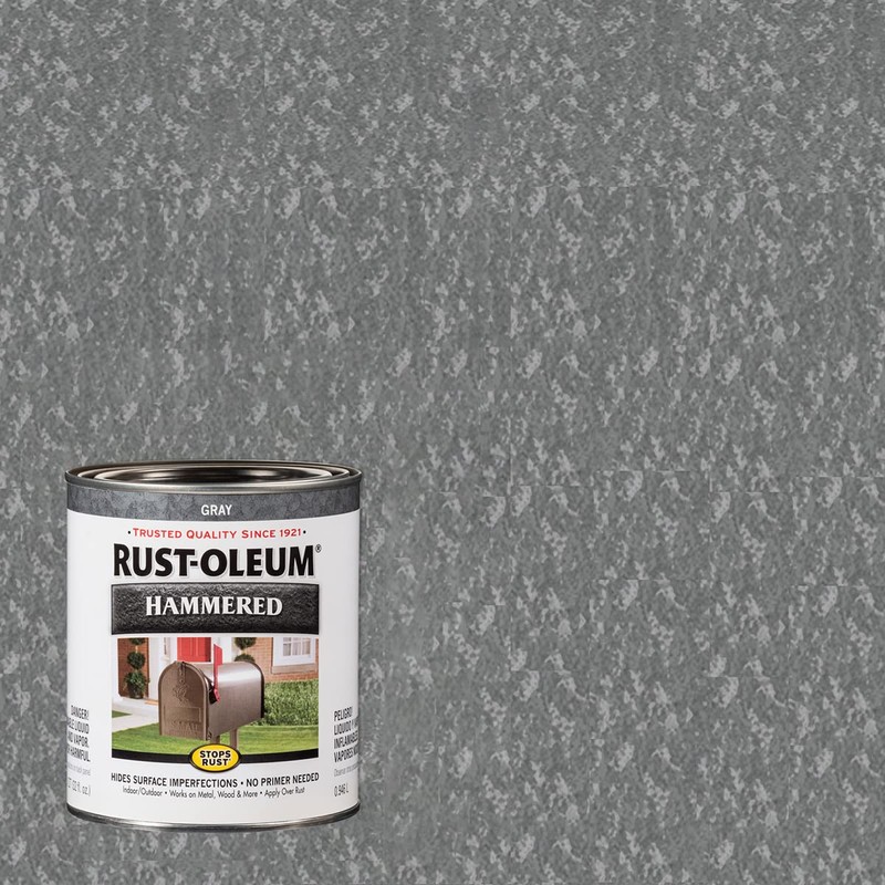 Rust-Oleum 7214502 Stops Rust Hammered Finish Paint, Quart, Gray