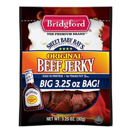 Bridgford Sweet Baby Ray's Original Beef Jerky, High Protein, Zero Trans Fat, Made With 100% American Beef, 3 oz, Pack of 1