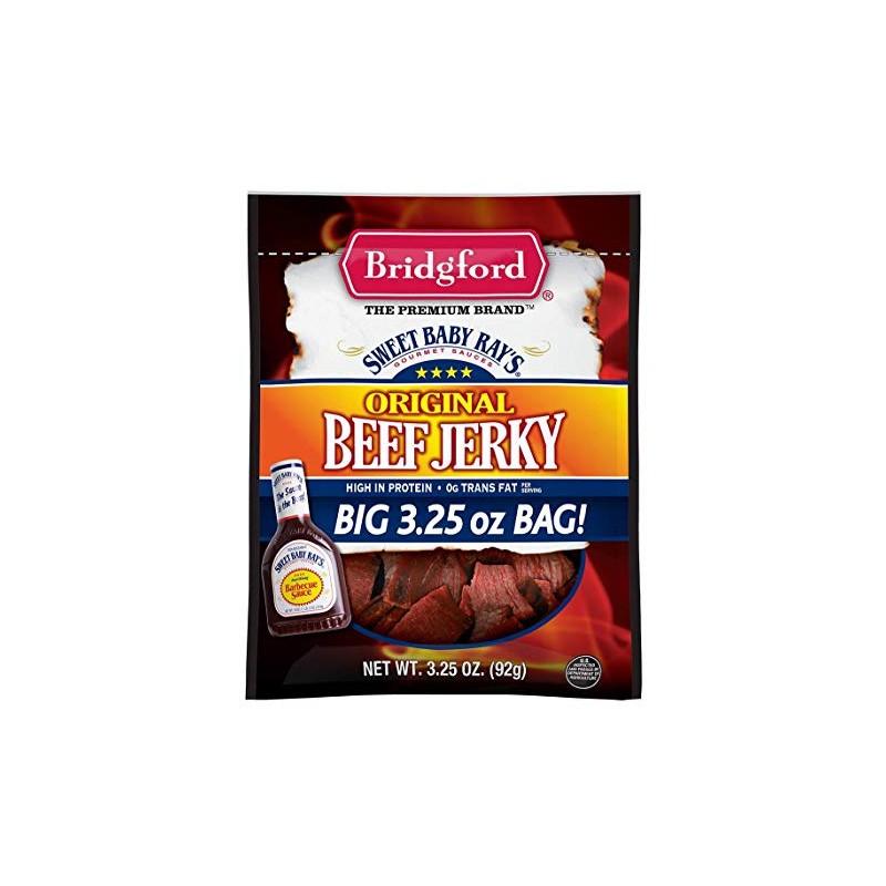 Bridgford Sweet Baby Ray's Original Beef Jerky, High Protein, Zero