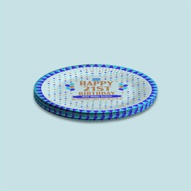 Bang Tidy Clothing 21st Birthday Paper Plates Pack of 12 - Disposable Small 11.2 cm (7.1 Inches) Party Decorations Tableware - Looks Great - Blue