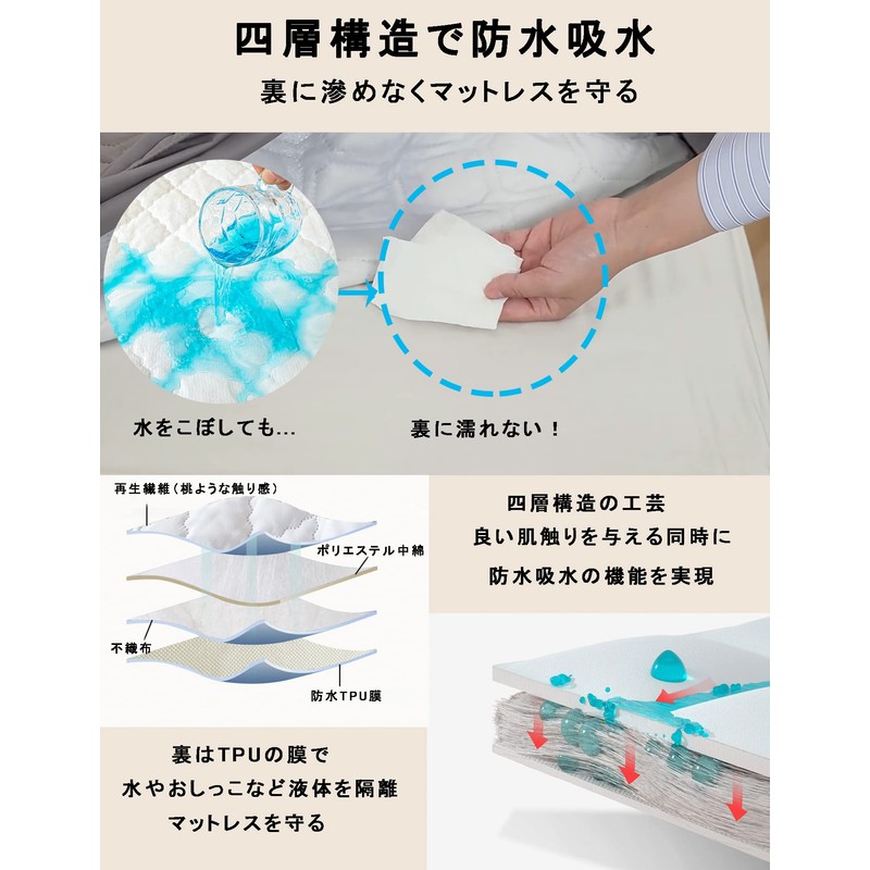 Henaco Waterproof Sheets, Bedwetting Sheets, Bedwetting Pad, 4 Layer Structure,