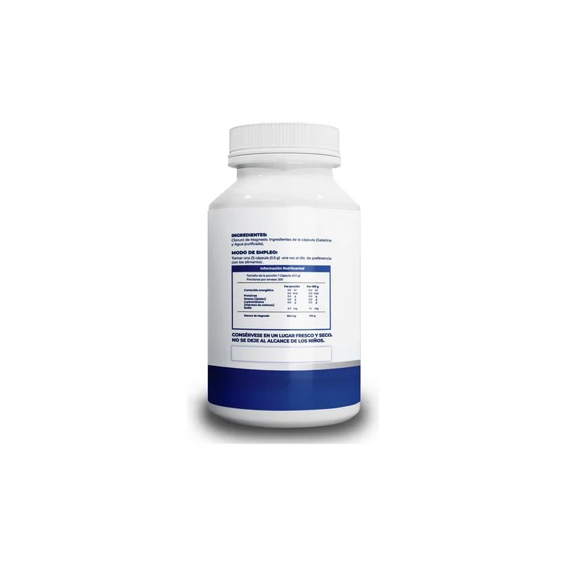 Cloruro De Magnesio 500 Mg 200 Cápsulas.