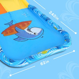 GAOMON Slip Water Slide for Kids Adult,Inflatable Water Splash Slide Summer Outdoor Toys with 2 Bodyboards Lanes Slip Racing Lawn Water Slide with Water Sprayer Build in Sprinkler for Backyard 20ft