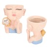 Flower Pot Girl and Dog Cute Style Bottom Drainage Hole