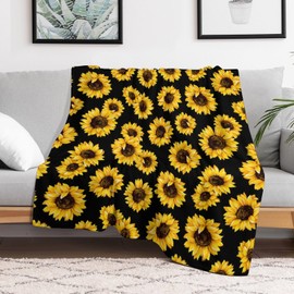 Sunflower Decor Throw Blanket Gifts for Girls Boys Super Warm Soft Plush Lightweight Bedding Blankets for Couch Bed Sofa Office Decor All Season 60"X50"