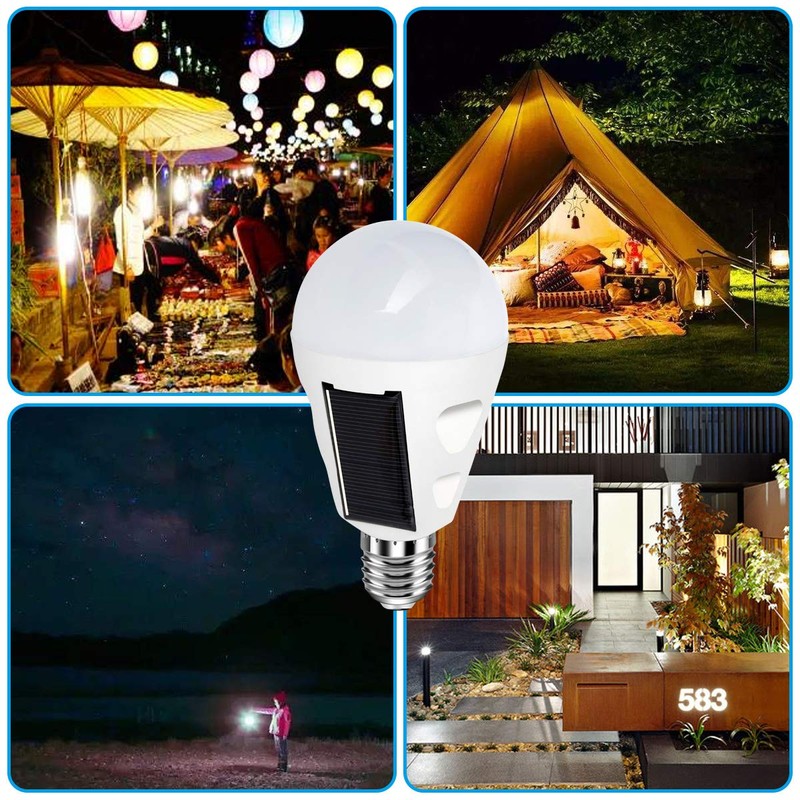 Shinelan 4 Pack LED Solar Emergency Light Bulbs for Home