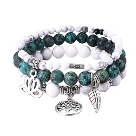 UEUC Tree of Life Yoga Healing Stone Bracelets,Multilayer Lotus Chakra Stone Reiki Bracelet Sets,Anxiety Crystal Natural Stone,for Women Stress Relief(#165)