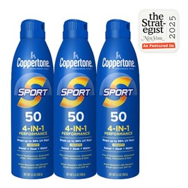 Coppertone Spray de protección solar deportivo SPF 50, resistente al sudor, al calor y al agua, ligero, libre de oxibenzona, paquete a granel de prote