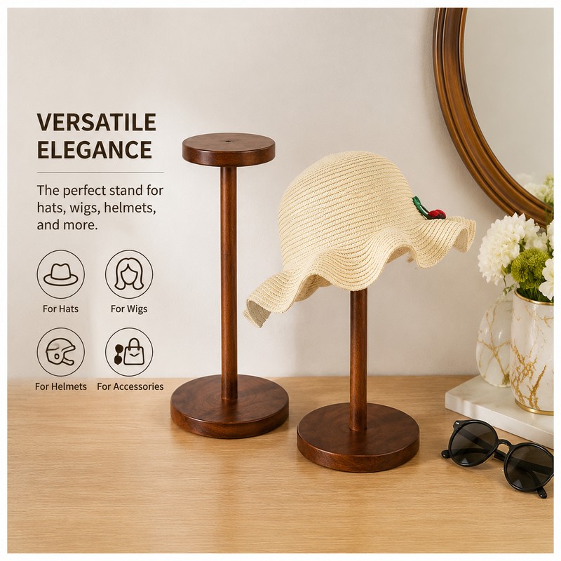 Wood Hat Display Stand for Storage – Rustic Multi-Use Holder