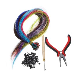 Healvian 50pcs Hair Extension Set Kit Pliers Crochet Hook Hair Ring for Diy Styling