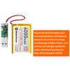 YELUFT 2pcs 3.7V 6000mAh Lithium Polymer Rechargeable Battery with Integrated