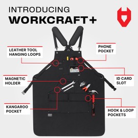 NoCry Woodworking Apron for Men — Reinforced Pockets with Metal Rivets, Magnetic Holder & Leather Tool Loops — Shop Aprons for Men with Cross-Back Straps, Non-Slip Shoulder Pads & Quick-Release Buckle