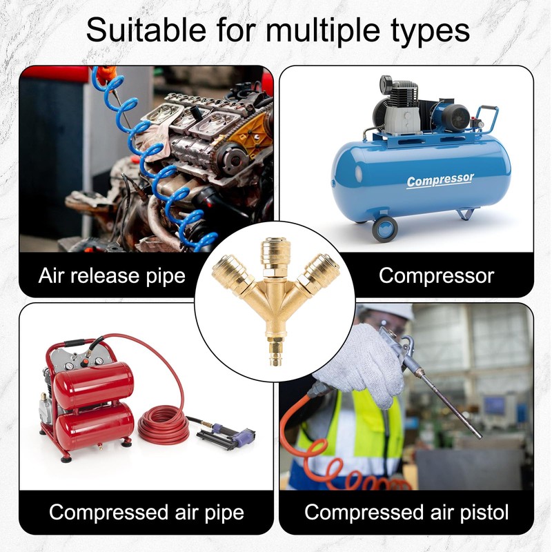 Compressed Air Distributor, Compressed Air Soft 3-Way with Couplings, 1/4