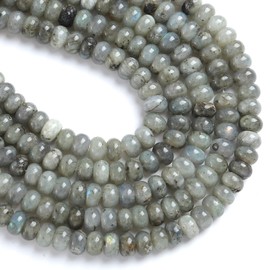 5x8mm 76pcs Natural Gray Labradorite Stone Rondelle Spacer Loose Beads Abacus Disk Stone Round Loose Gemstone Beads for Jewelry Making DIY Bracelet Necklace